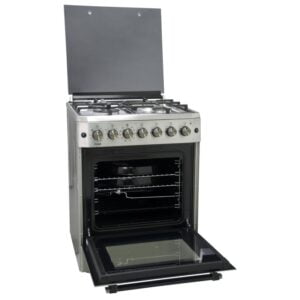 Mika Standing Cooker, 60cm X 60cm, 4 Gas, Electric Oven, Half Inox - Image 2