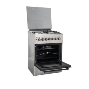 Mika Standing Cooker, 58cm x 58cm, 3 Gas Burner + 1 Electric Plate, Half Inox - Image 3