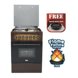 Mika Standing Cooker, 58cm x 58cm, 3 Gas Burner + 1 Electric Plate, Light Brown