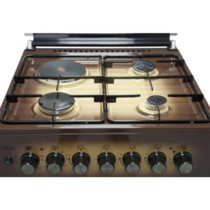 Mika Standing Cooker, 58cm x 58cm, 3 Gas Burner + 1 Electric Plate, Light Brown - Image 2