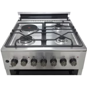 Mika Standing Cooker, 60cm x 60cm, 3 Gas Burner + 1 Electric Plate, Half Inox - Image 3