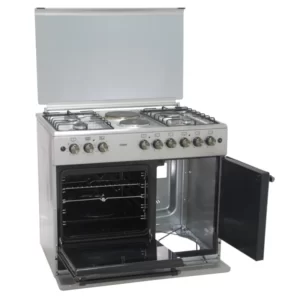 Mika Standing Cooker, 90cm X 60cm, 4 + 2, Electric Oven, Silver - Image 2