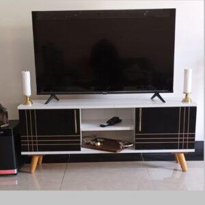 Sydney Modern Wooden TV Stand 4FT White and Black - Image 2