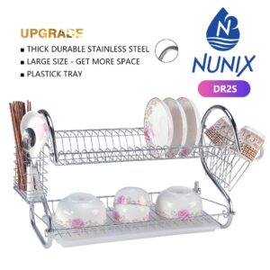 Nunix Dish Rack - 2 Tier - With Drain Board