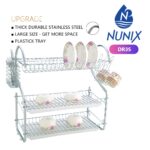 Nunix Dish Rack - 3 Tier - With Drain Board
