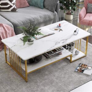 Modern Marble Effect Coffee Table White