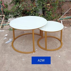 Modern Glass 2Pcs Set Nesting Tables White