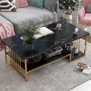 Modern Marble Effect Coffee Table Black