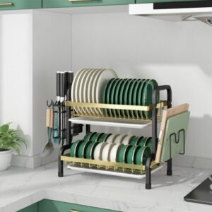 Heavy Carbon Steel Metallic Dish rack with Cutlery Holder - Image 6