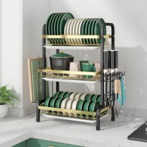Heavy Carbon Steel Metallic Dish rack with Cutlery Holder - Image 7