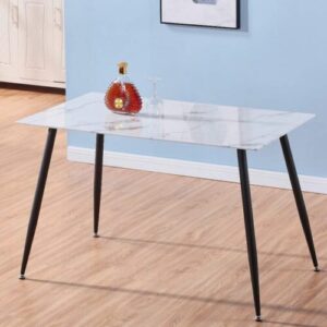 Eames Rectangle Dining Table with Marble Effect White