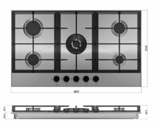 Mika Built In Gas Hob, 90cm, Glass - Image 3