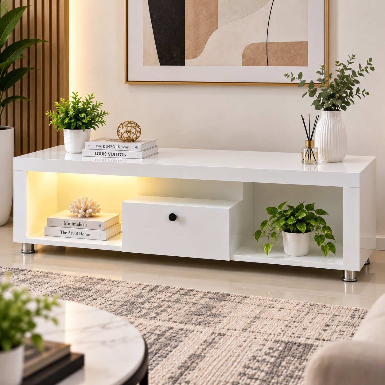 Amsterdam 4ft Modern Tv Stand White and Black