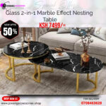 2 in 1 marble effect nesting table