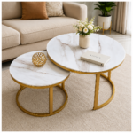 Round Glass Marble Effect Nesting Table Set