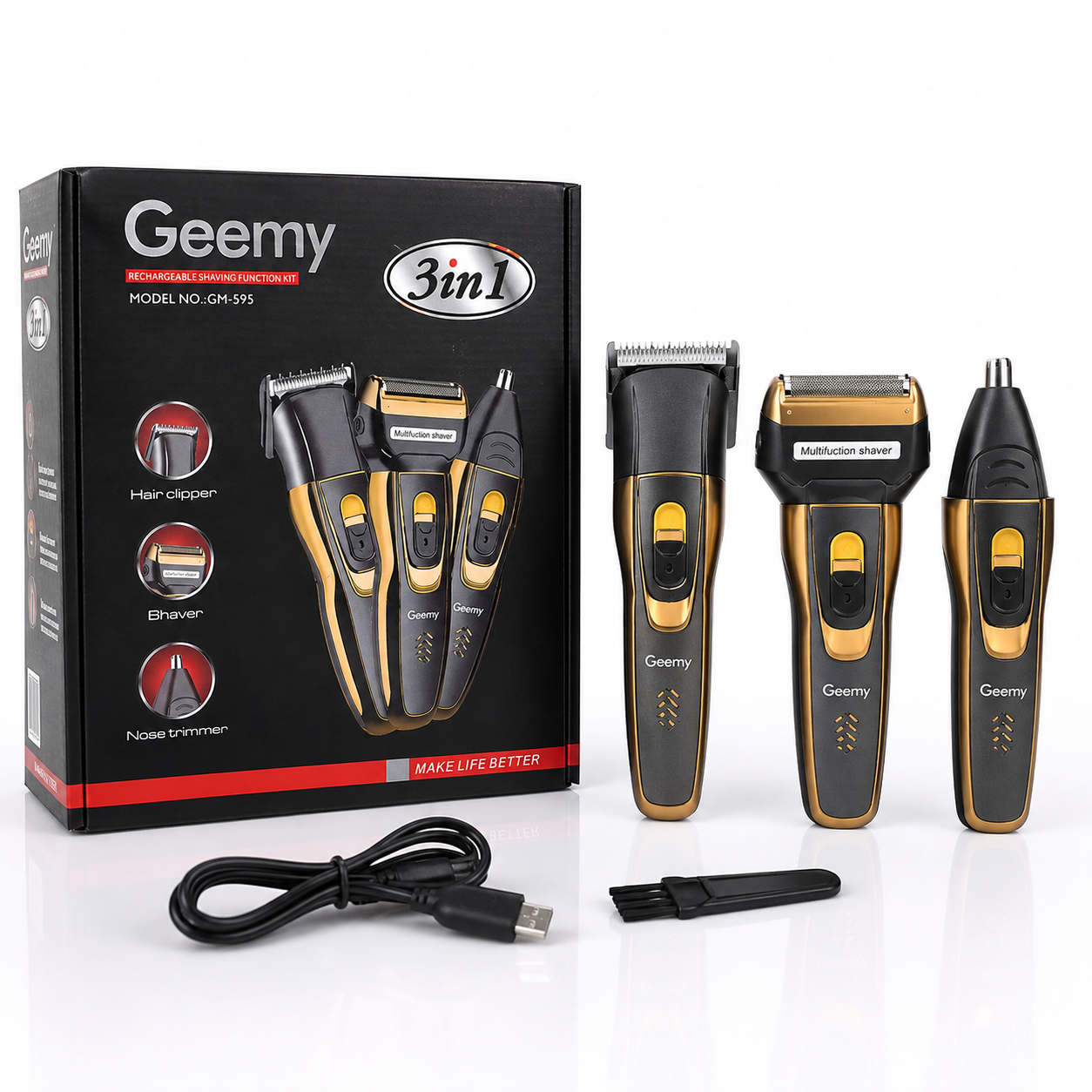 Geemy 3-in-1 Rechargeable Shaver