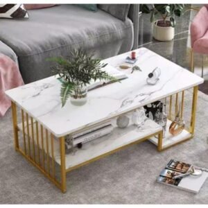 Wooden Marble Effect Coffee Table